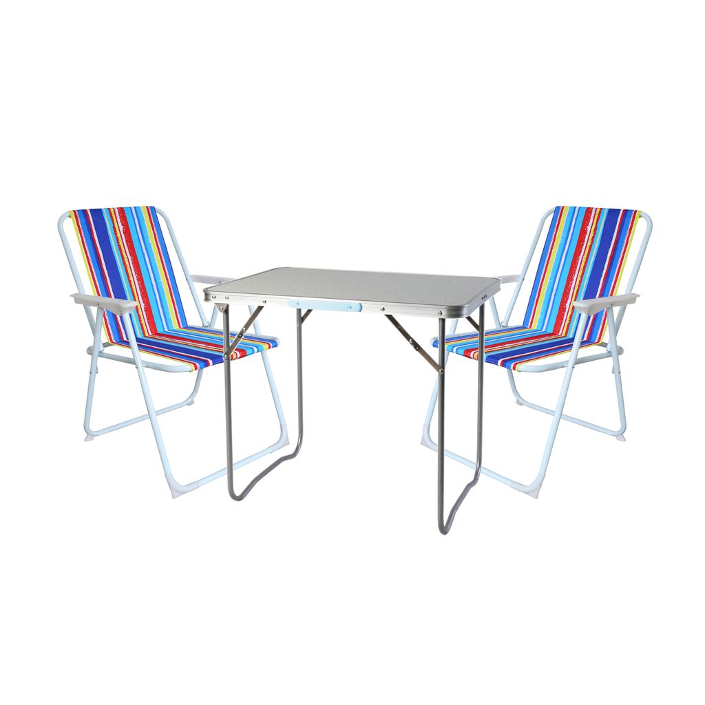 3-teiliges Campingmöbel Set Outdoor Campingstuhl Tisch Aluminium