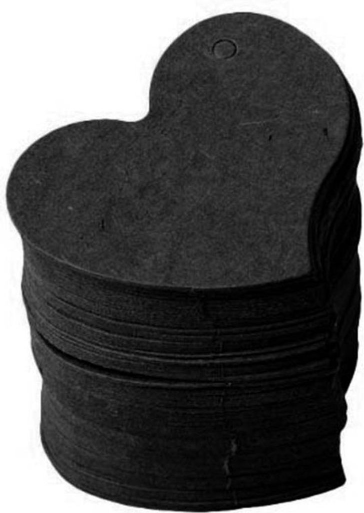 DIY Wave Edge Love Heart Geschenkpapier Label Preis Hang Tags Hochzeitsfeierkarten Karten-Schwarz