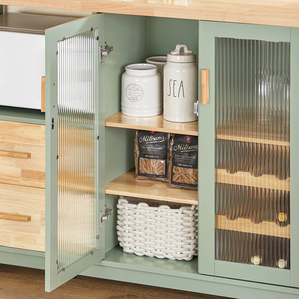 Buffet de cuisine gris SoBuy, rangement micro-ondes FSB81-GR compact