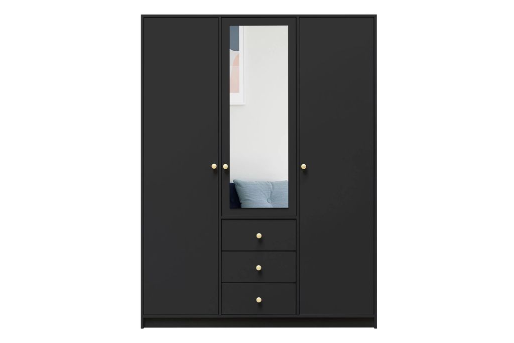 Dreitüriger Kleiderschrank 149 JOELE - schwarz