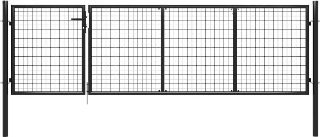 Möbel Gartentor Stahl 350 x 100 cm Anthrazit - Gartentore 144323