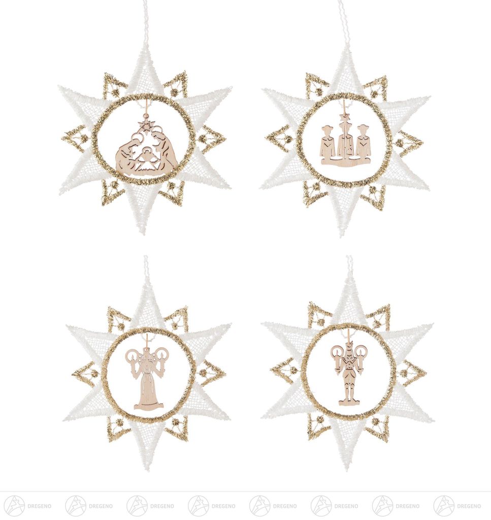 Baumschmuck Behang Weihnachtsmotive in Plauener Spitze, Produktbild 