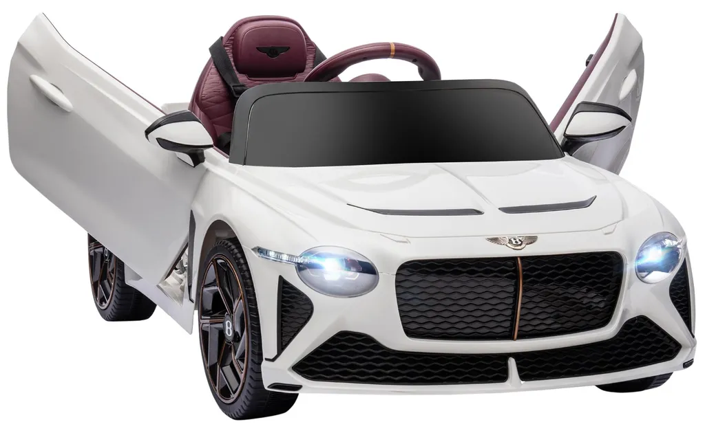 Voiture Électrique Enfant 12V Sécurisée avec Télécommande - Bentley Blanche
