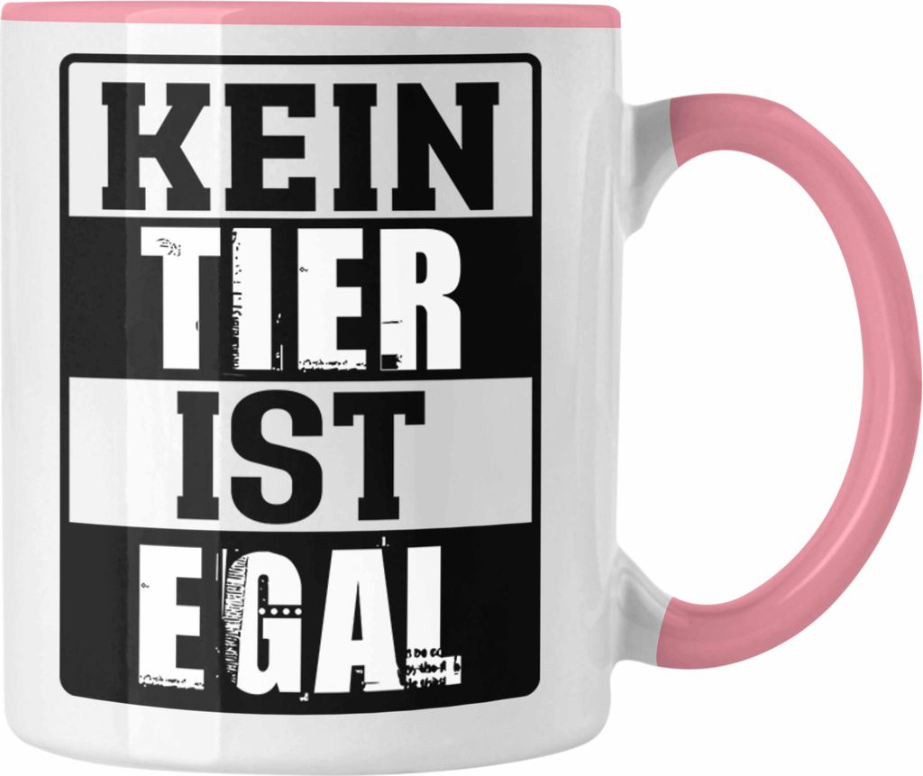 Trendation - Veganer Geschenk Lustige Tasse Vegetarier Geschenkidee Tasse Lustig für Geschenkset und Geschenkbox Kein Tier Ist Egal (Rosa)