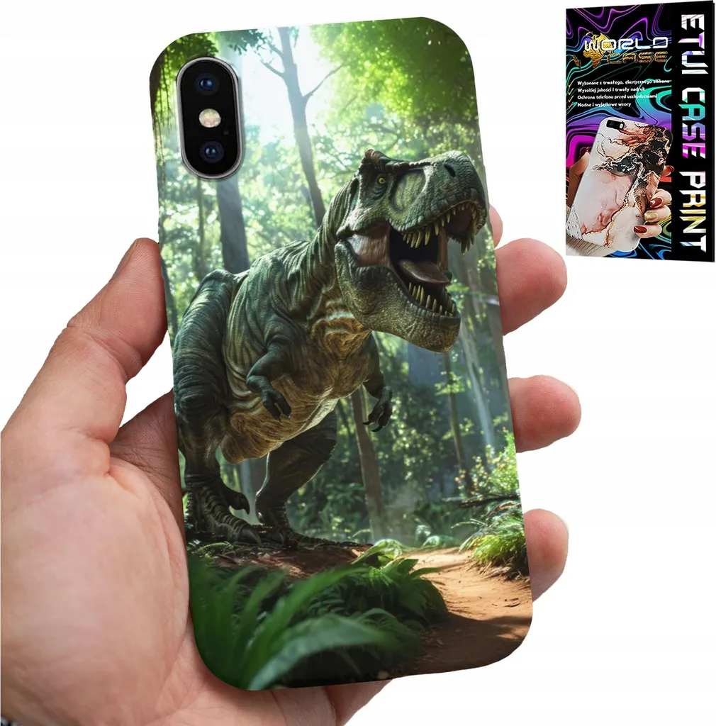 Custodia Per Iphone Xs Max - Dino Dinosauro Tirannosauro + Vetro