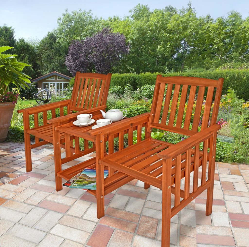 Casaria Gartenbank mit Tisch Wetterfest, 2 Ablagen aus Produktbild 6