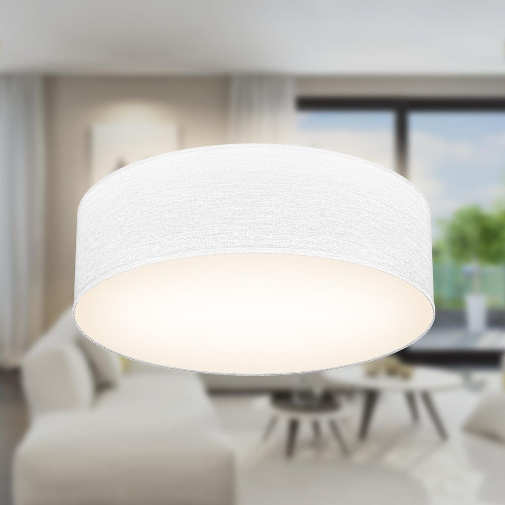 Lampa sufitowa tkanina biały tekstylny klosz E27 lampa Zdjęcie produktu 