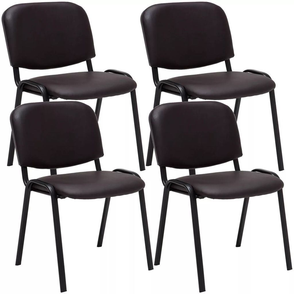 In And OutdoorMatch Besucherstühle Tyreek - 4er-Set - Kunstleder - Metall mattschwarz - 53 x 53 x 83 cm - stapelbar - Sitz gepolstert
