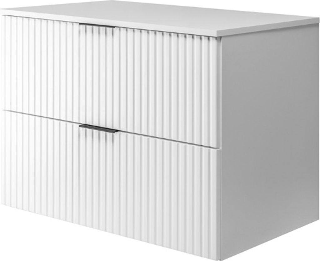 Rodan | Waschbeckunterschrank 80cm | Weiß matt | B/H/T 80/57/46cm | Weiß Tischplatte | Badezimmerschränke, Badmöbel, Waschbecken Unterschränke