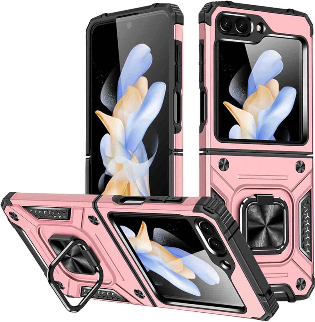Für Samsung Galaxy Z Flip5 5G Armor Magnet Ring Cover Handy Hülle Tasche Rosa