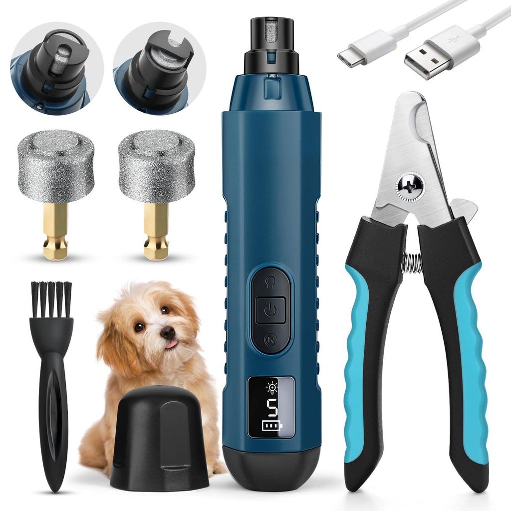 Krallenschleifer und Krallenschere für Hunde,5-Gang krallenschneider für Hunde mit 2 LED-Licht krallenschleifer Hund Hundekrallen Schneider für ...