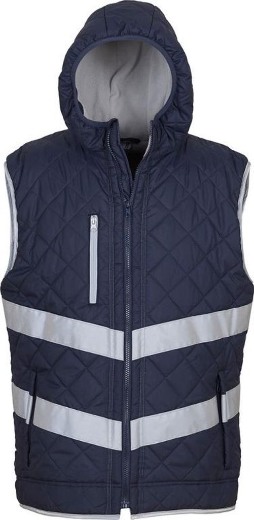 Yoko Unisex Warnweste Kensington mit Kapuze, gesteppt RW6286 (XL) (Marineblau)
