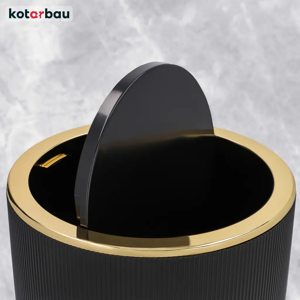 KOTARBAU Set d'accessoires de salle de bain 5 pièces noir et or chic