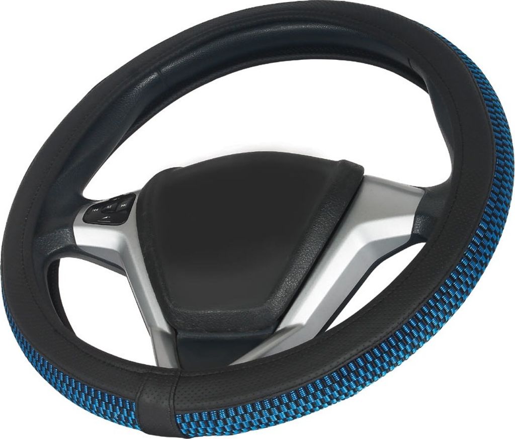 SV1259SM - Lenkradbezug Lenkradhülle Schwarz-Blau für alle Lenkradtypen 37cm-39cm