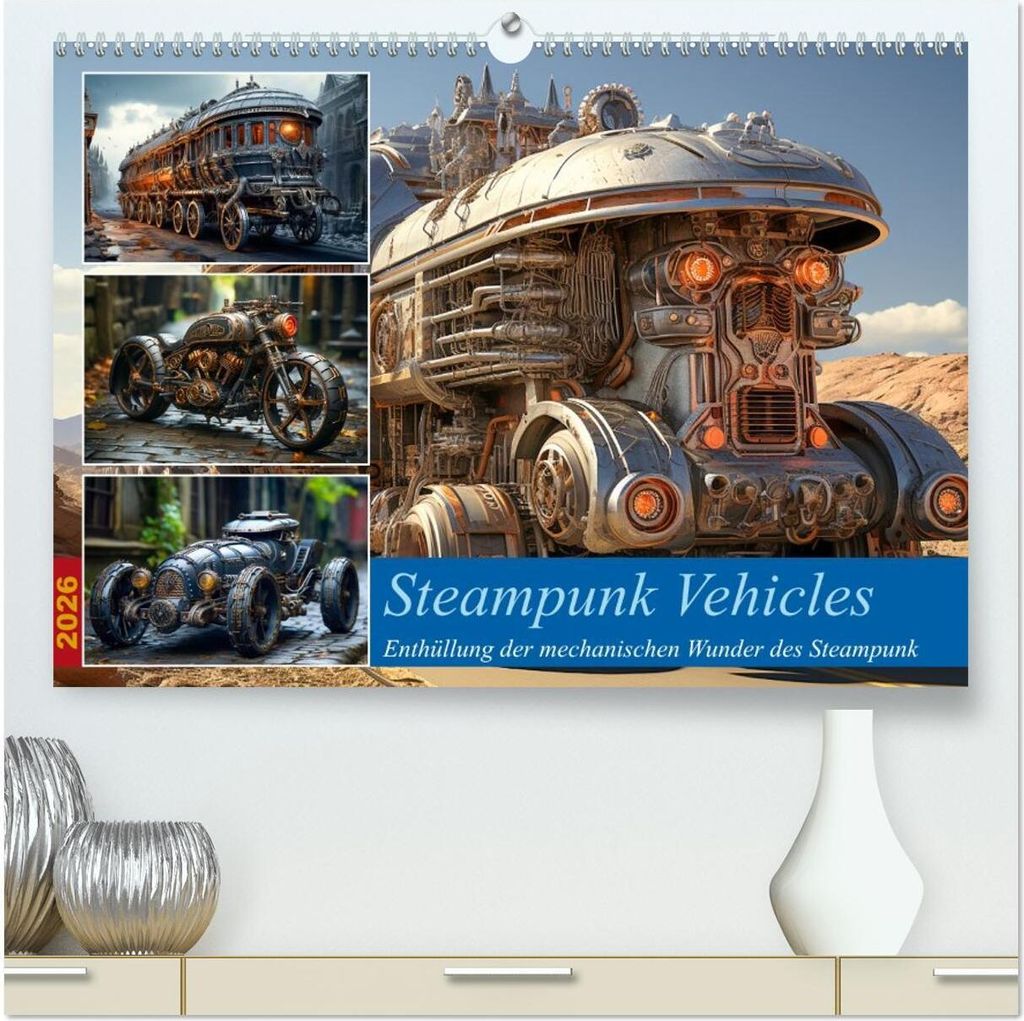 Steampunk Vehicles (hochwertiger Premium Wandkalender 2026 DIN A2 quer), Kunstdruck in Hochglanz
