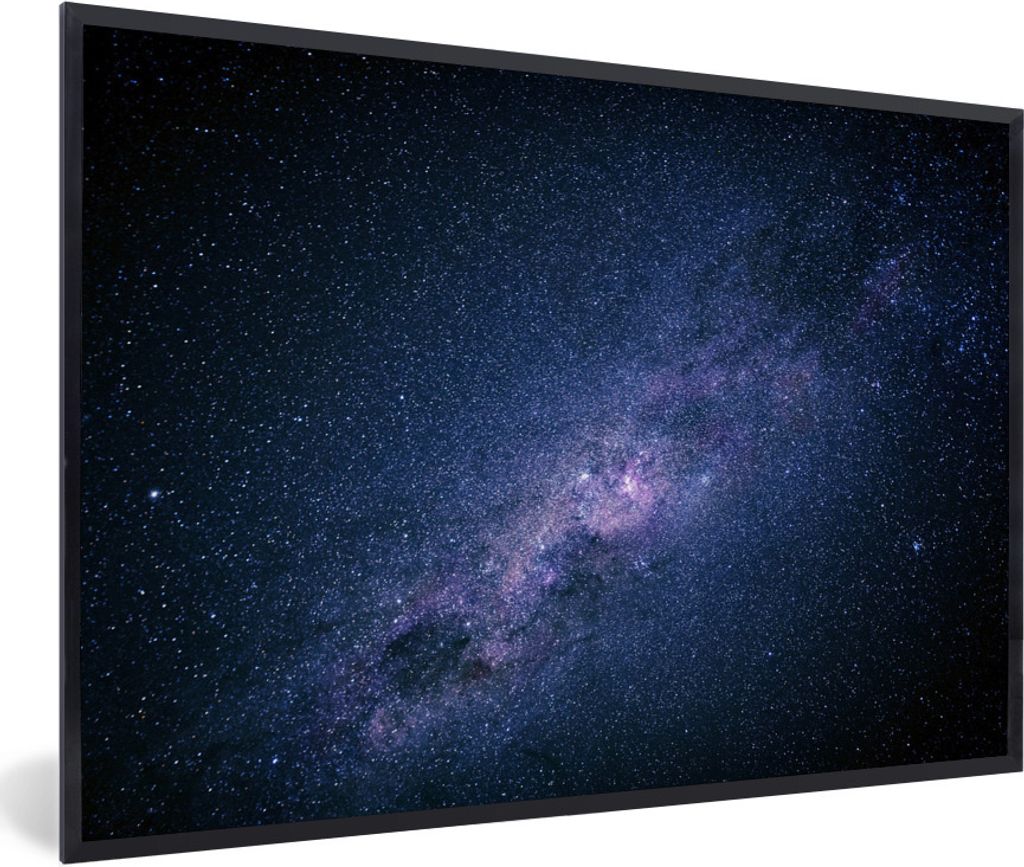 MuchoWow Gerahmtes Poster Die Milchstraße an einem dunklen Himmel 90x60 cm - Poster mit Schwarzem Bilderrahmen Wandposter Rahmen Foto Bilder - F...
