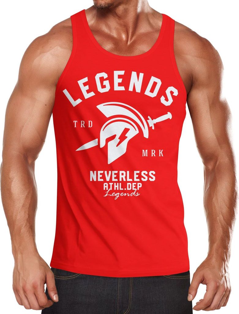 Cooles Herren Tank-Top Gladiator Sparta Gym Athletics Sport Fitness Muskelshirt Muscle Shirt Neverless rot XL
