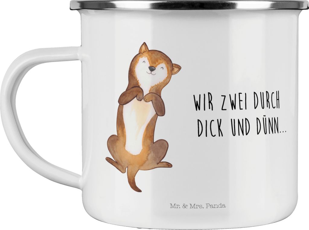 Mr. & Mrs. Panda Teetasse Hund Streicheln - Weiß - Geschenk, Motivtasse, Tasse Emaille, Süß, Hundeliebe, Pott, Teebecher, Hunde, Kraulen, Sprüche