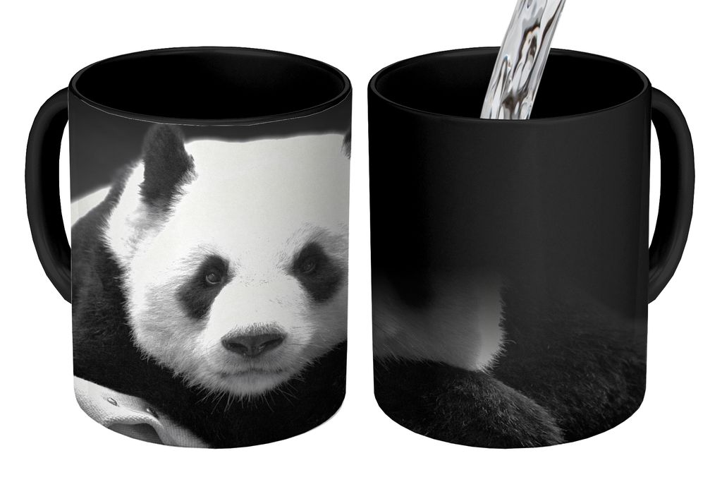 KitchenYeah Zauber Tasse Zaubertasse Magic Panda - Schwarz - Weiß 350 ml Farbwechsel Becher Geschenk Geschenkidee - Magic-Tasse - Fototasse - Ke...