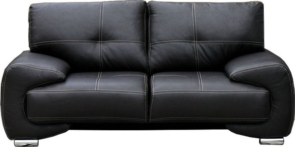 Couch für Wohnzimmer,Federkern Sofagarnitur Polstersofa - 190 x 100 x 90 Florida (Schwarz - Kunstleder)
