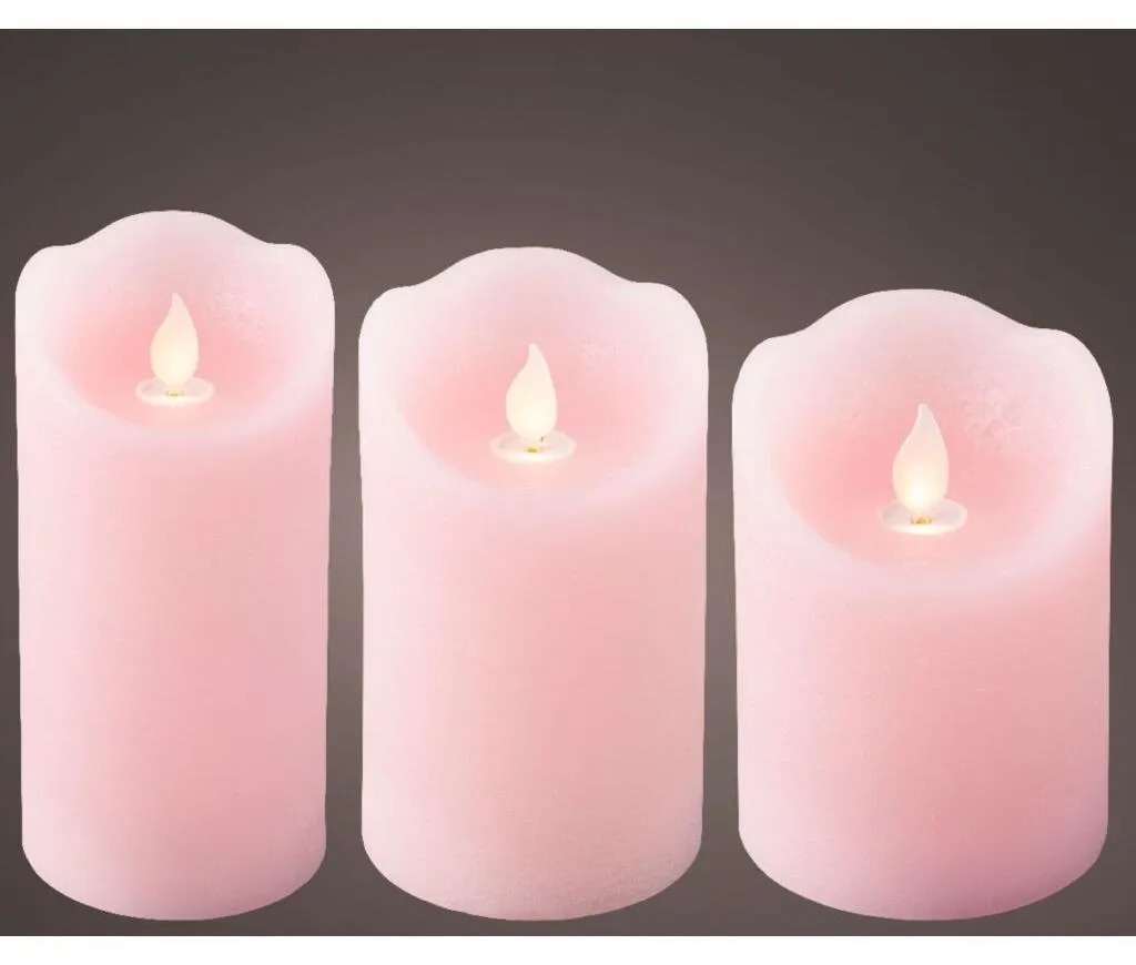 Lot de 3 Bougies LED Rose à Flamme Oscillante - Effet Flamme Réelle