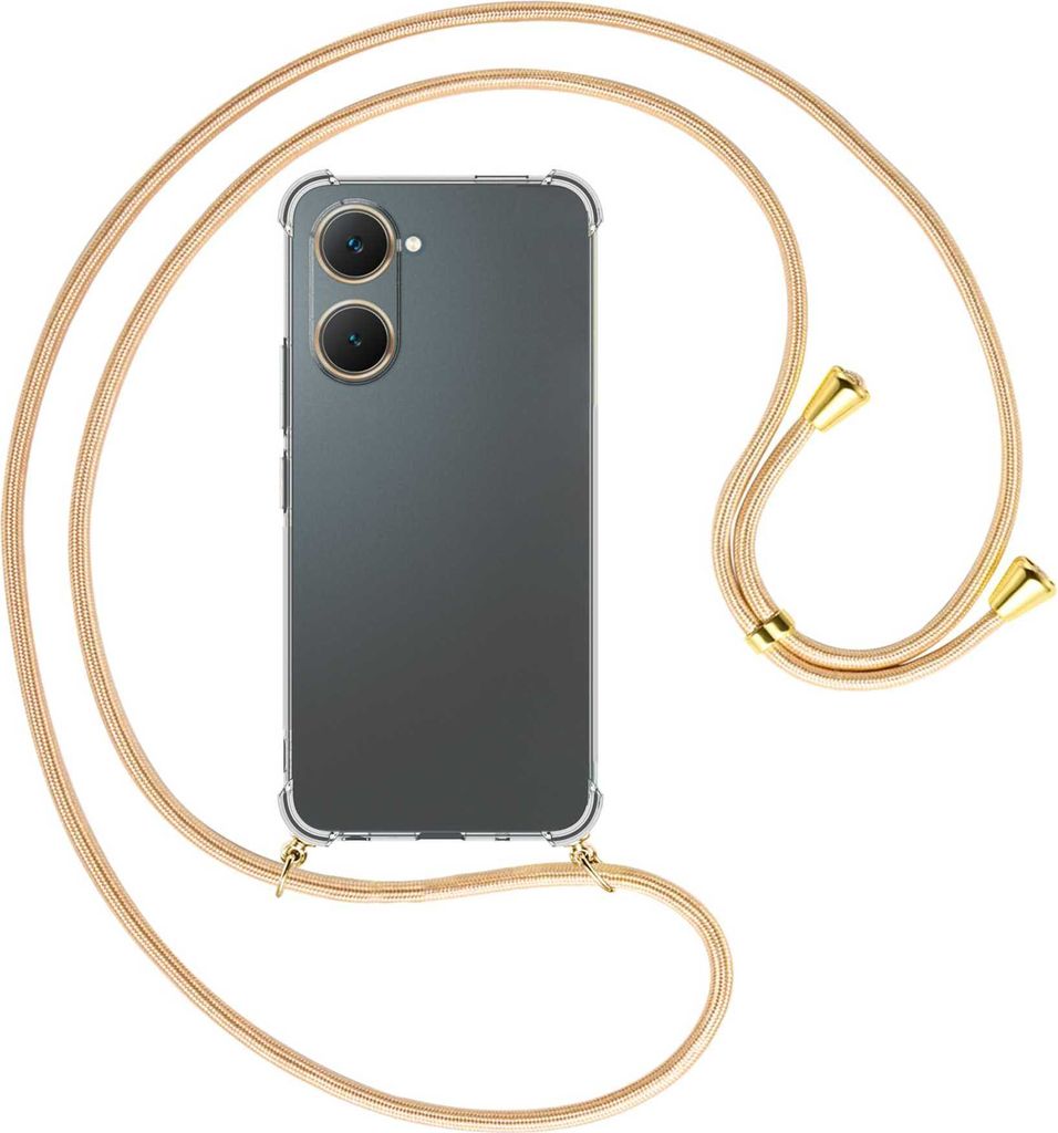Handykette Backcover-Schutzhülle mit Band (Metall goldfarben) für vivo Y03 4G - Goldkordel
