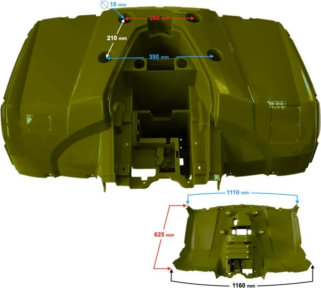 Kit Carrosserie Vert pour Hisun Tactic 550 Boîtier avec Fond Supérieur