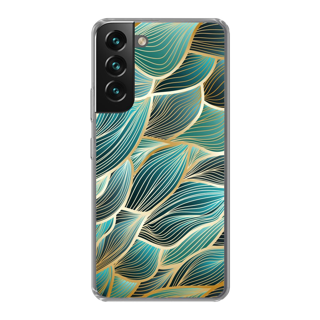 MuchoWow Handyhülle Schutzhülle Hülle für Samsung Galaxy S22 Muster - Gold - Abstrakt - Welle Silikon Softcase Handy Hülle - Mobiltelefonhülle