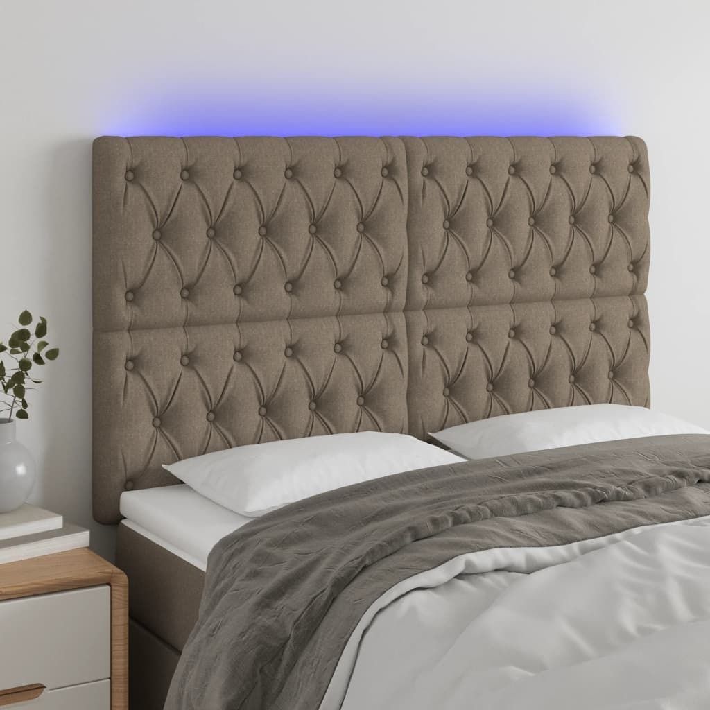 Maison Exclusive - LED Kopfteil Taupe 144x7x118/128 cm Stoff