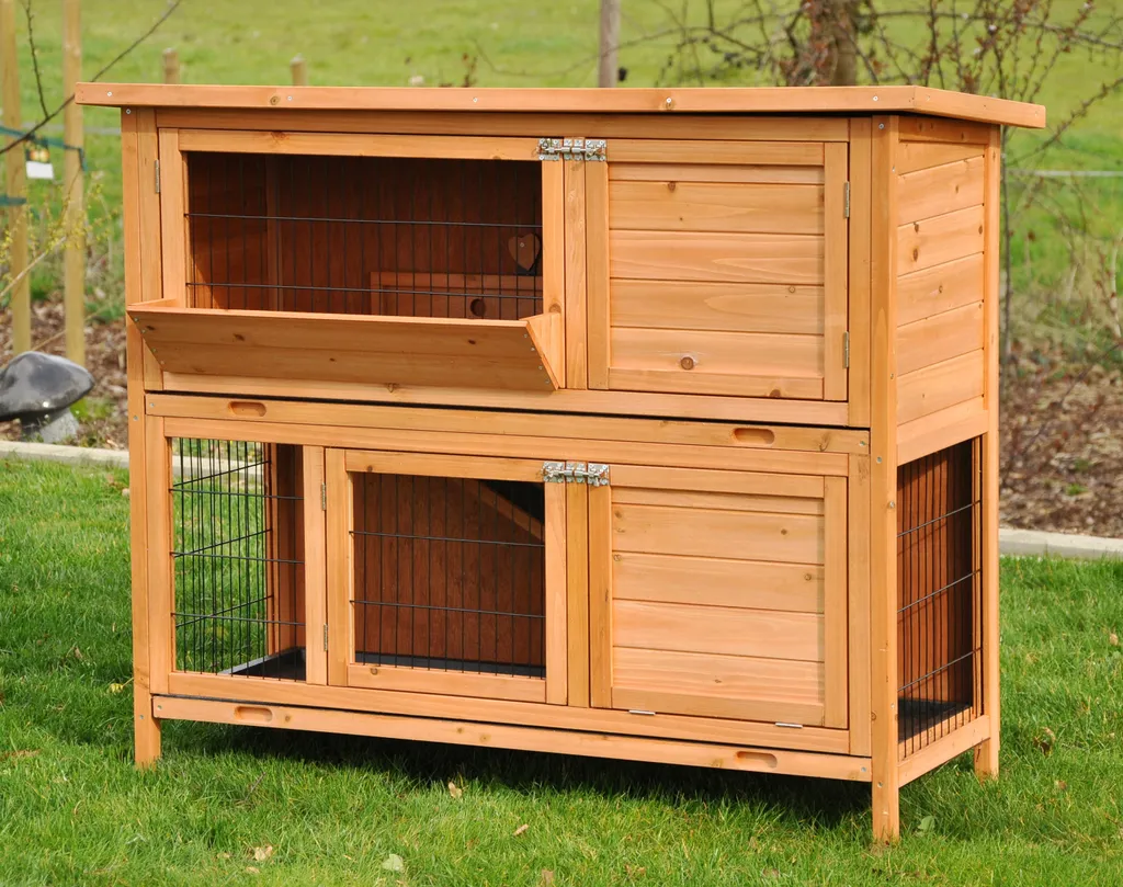 Grand clapier en bois pour lapins et rongeurs avec toit bitumé Bommel