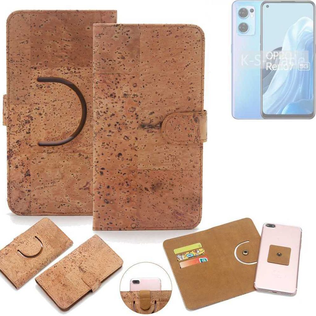 K-S-Trade Handy-Hülle Schutz-Hülle kompatibel mit Oppo Reno7 5G Handyhülle Schutzhülle Korkhülle Kork-Hülle 1x