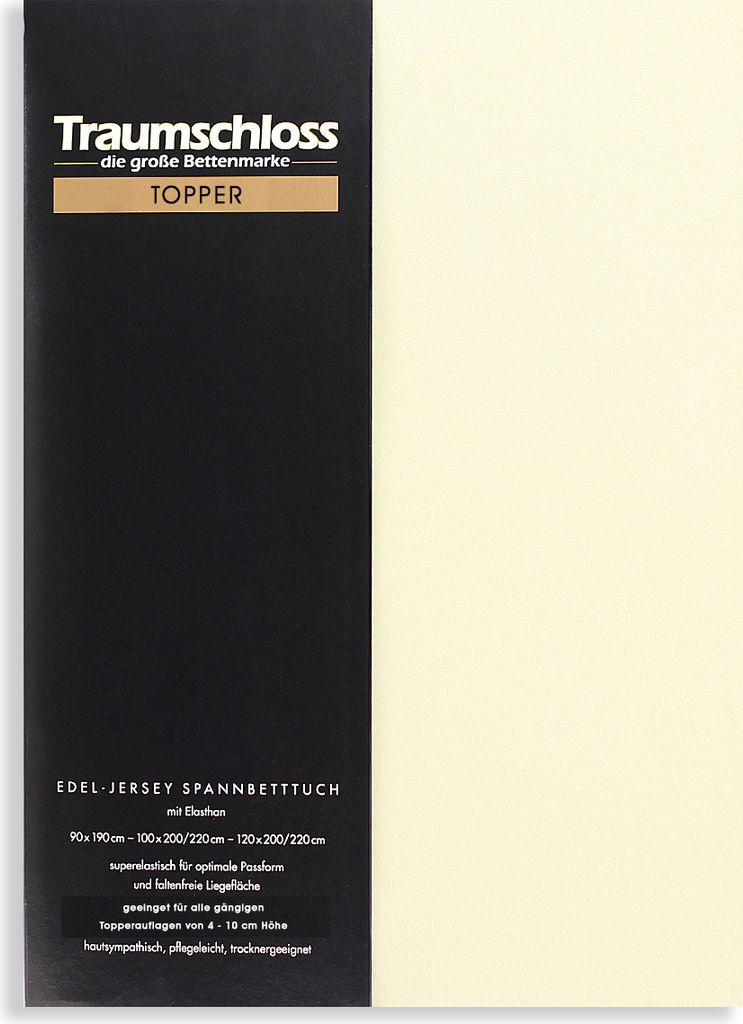 Traumschloss Topper Edel-Jersey Spannbettlaken 140-160 x 200-220 cm natur 165g/m², 95% gekämmte Mako Baumwolle, 5% Elasthan