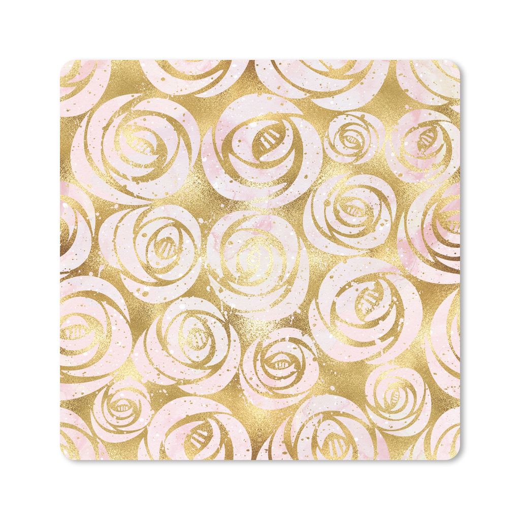 MuchoWow Mauspad Mousepad Marmor - Gold - Rosen - Muster 30x30 cm - Mousepads - Maus Mat - Pad - Mausunterlage - Gaming
