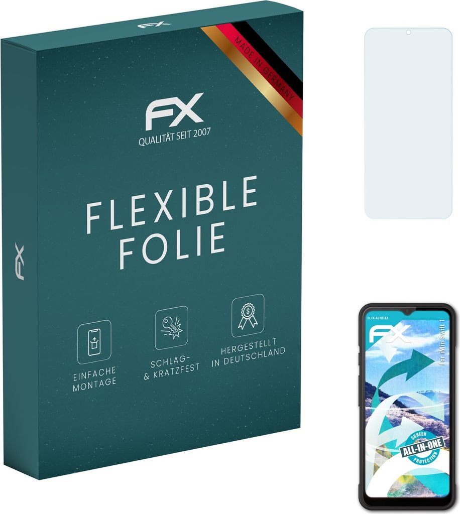 atFoliX FX-ActiFleX 2x Schutzfolie kompatibel mit iMin Swift 1 Folie
