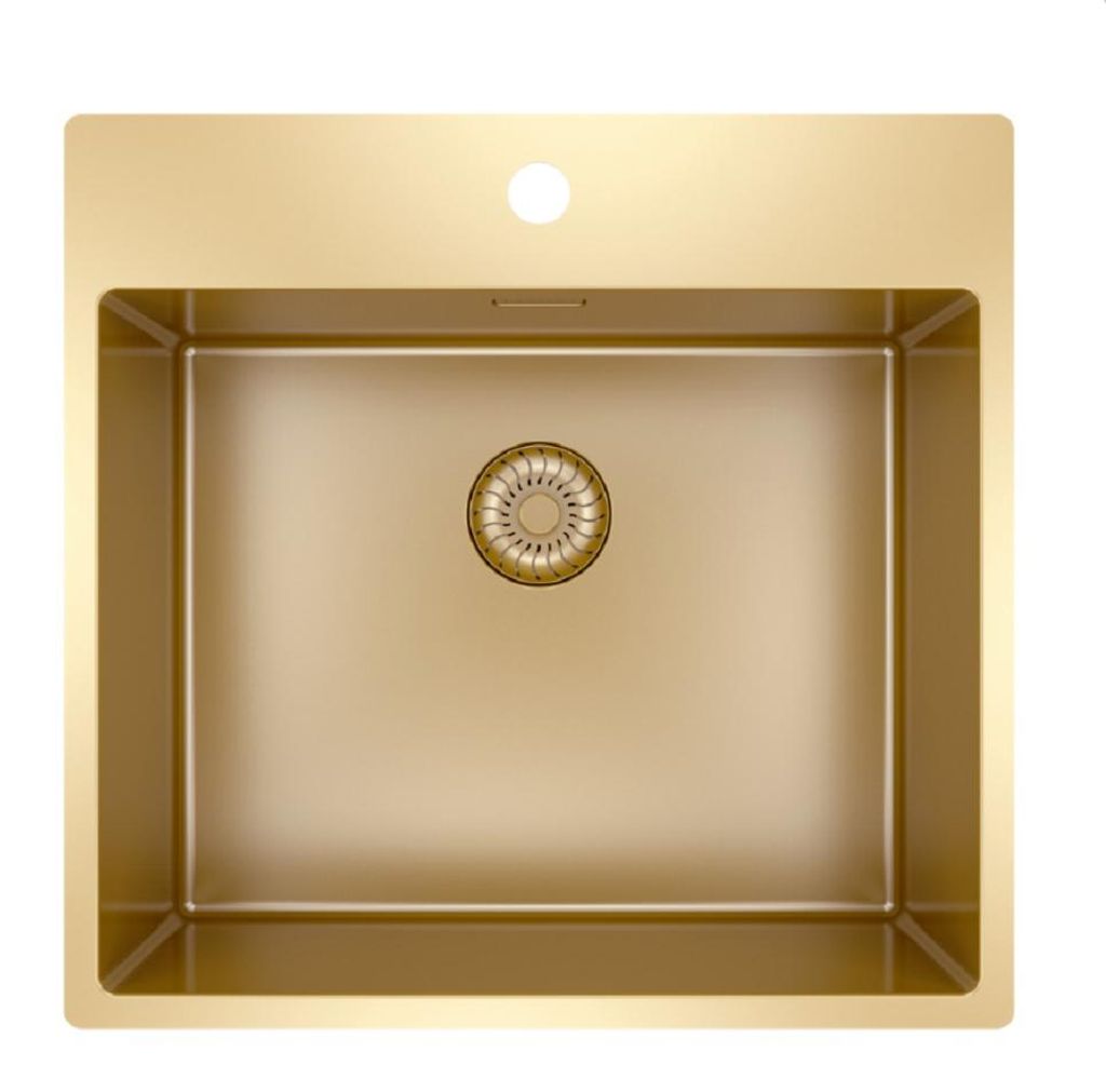 Caressi CAPP50KR10G Spüle, Einbau, Flächenbündig (HPL). Gold (PVD).
