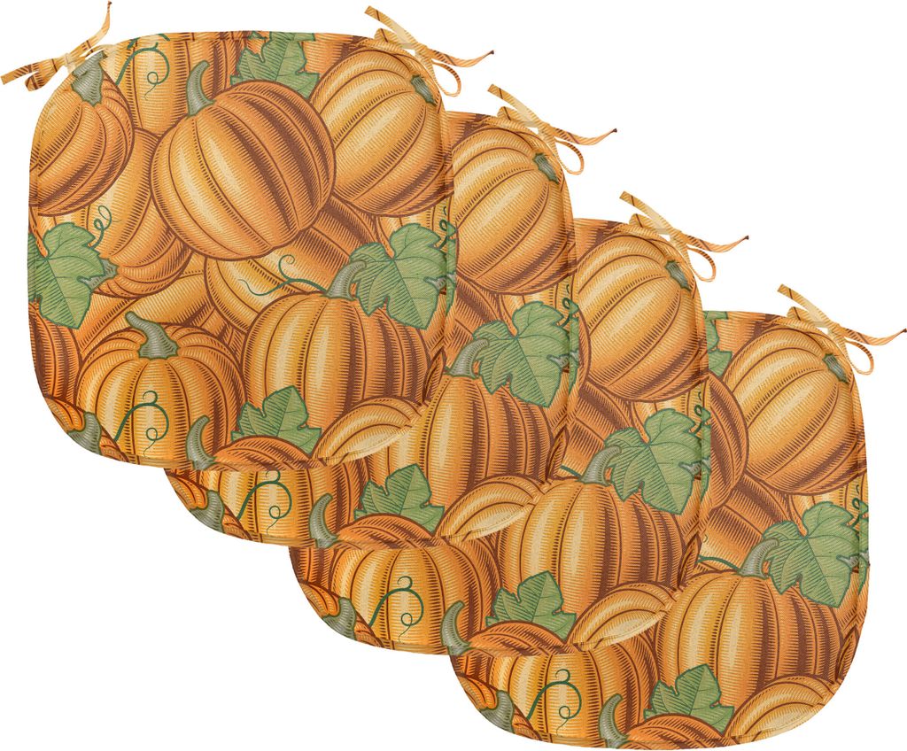 ABAKUHAUS Ernte Polster für Esszimmerstühle, Vibrierende farbige Pumkins, Dekoratives wasserfestes Kissen mit Riemen für Küchensitze, 40 cm x 4...