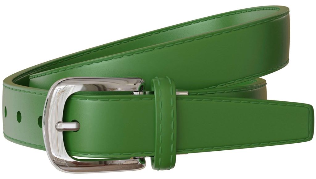 Damen Spalt Leder Gürtel 30mm Sommer Farben Silberne Schließe 30696 Grün 110