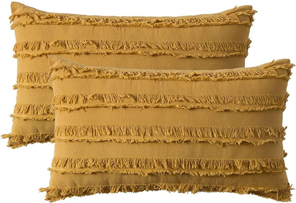 2er-Set, dekorative Kissenbezüge im Boho-Stil, Leinen, gestreiftes Jacquard-Muster, Kissenbezüge für Sofa, Couch, Wohnzimmer, Schlafzimmer