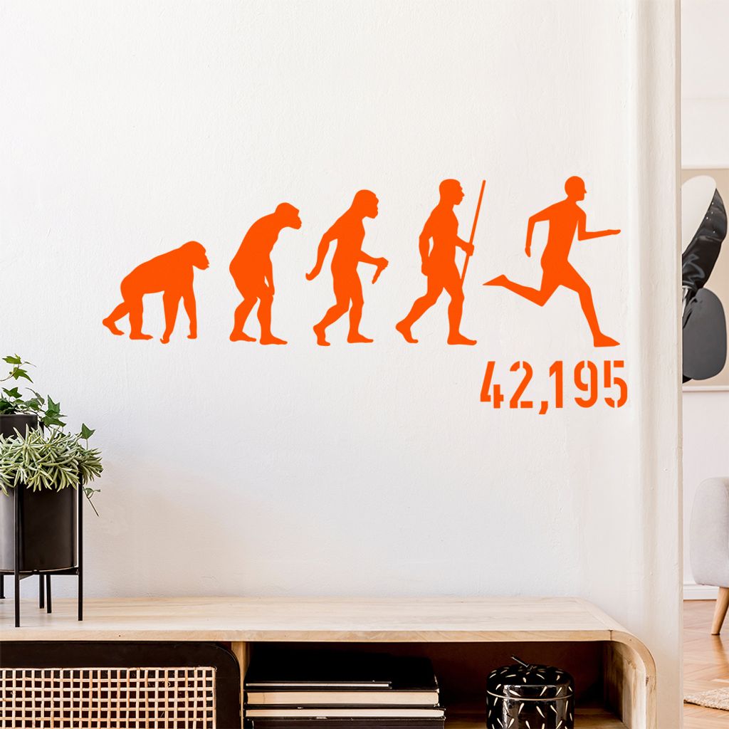 IVII,195 Marathon Evolution Wandtattoo Wandaufkleber Wall Sticker - Dekoration, Küche, Wohnzimmer, Schlafzimmer, Badezimmer