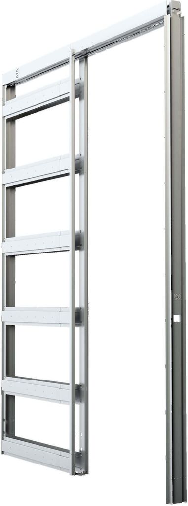 Dalsys Schiebetürsystem Einbausatz Trockenbau, flexible Höhe CW 75 Silber mit Führung, beidseitig gedämpfte Laufschiene, raumsparende Türinsta...