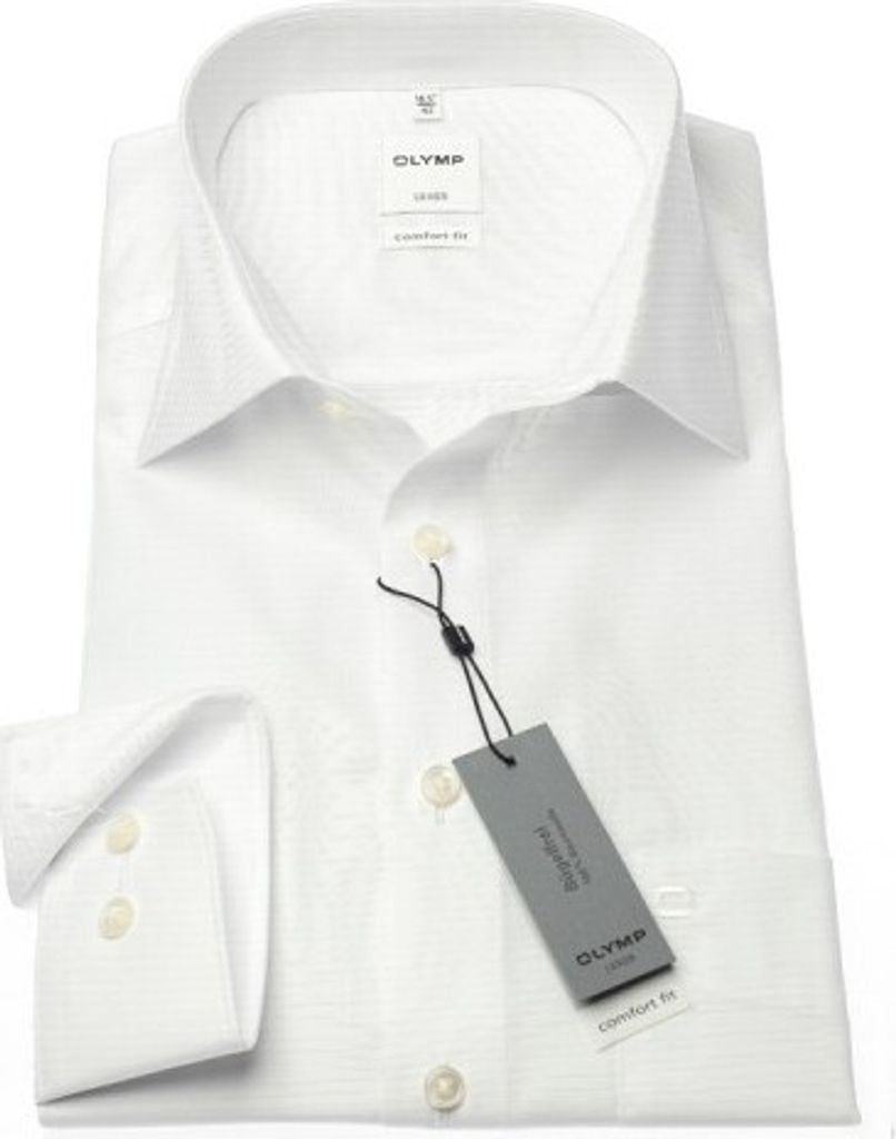 OLYMP Luxor Comfort Fit Hemd 48 3XL Langarm Popeline weiß, Größe:48