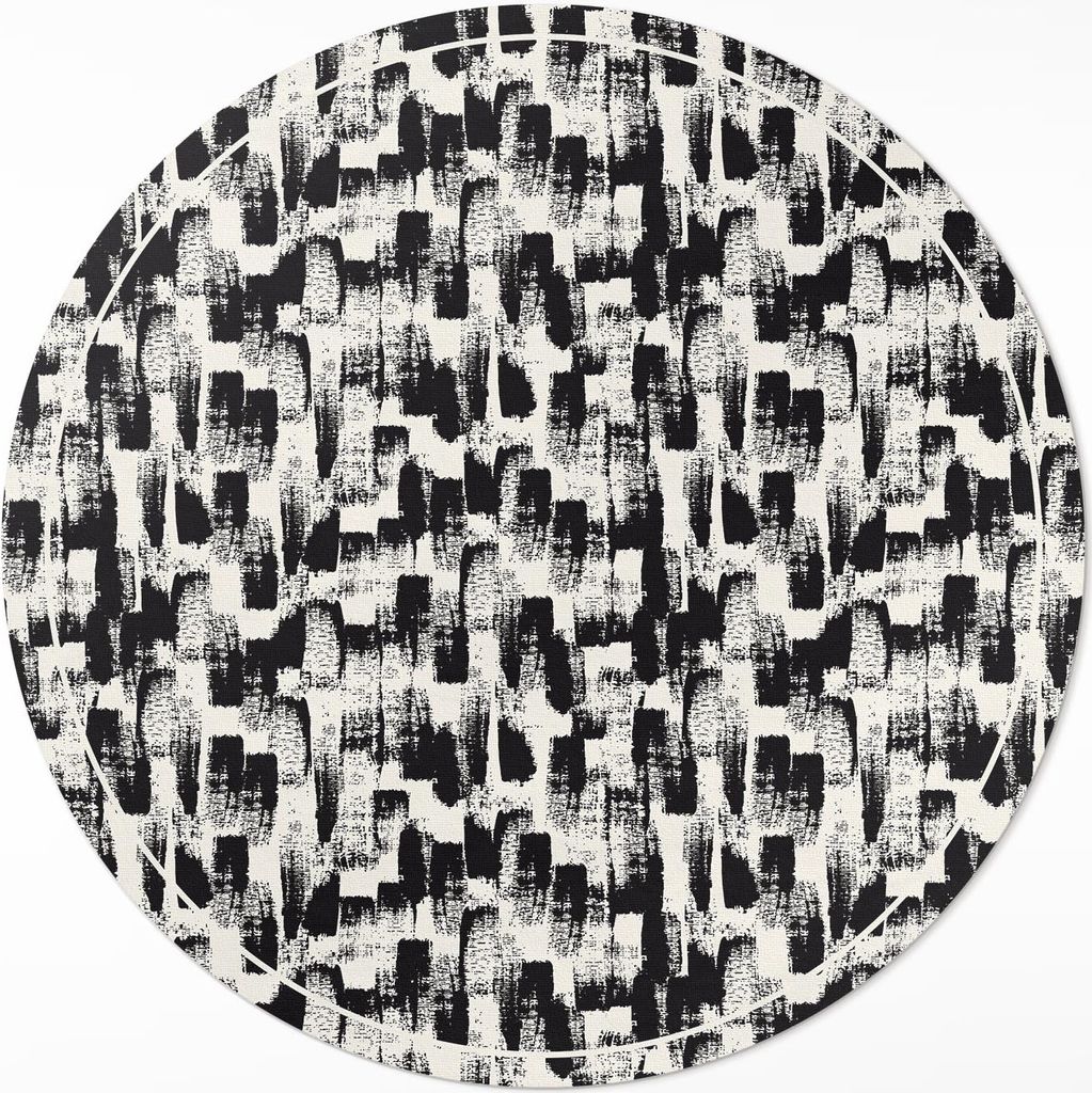 Monochrome abstrakte Farbflecken– Vinylteppich – Indoor Teppich – Flur – Pflegeleicht – Runder Teppich – PVC Teppich – Outdoor Teppic...