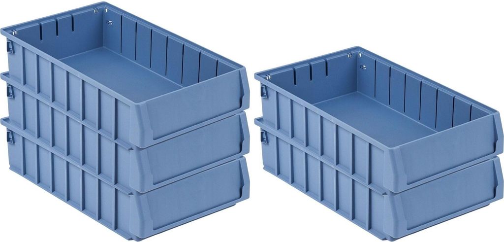 SparSet 5x Regalkasten 400 BN mit Etikett & Schutzhaube | HxBxT 9x23,4x40cm | 6 Liter | Sichtlagerkasten, Sortimentskasten, Sortimentsbox, Kleintei...