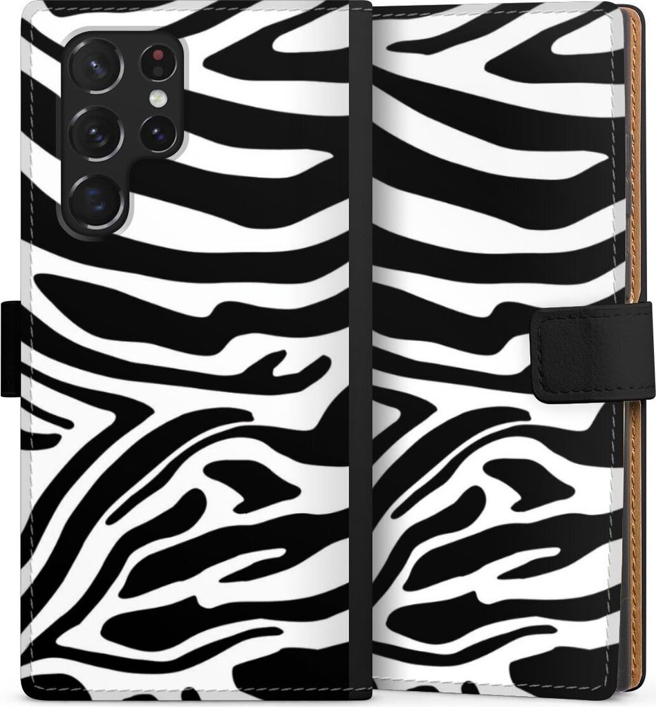 DeinDesign Klapphülle für Samsung Galaxy S22 Ultra Handytasche Lederhülle Tasche Animal-Look Animalprint Zebra