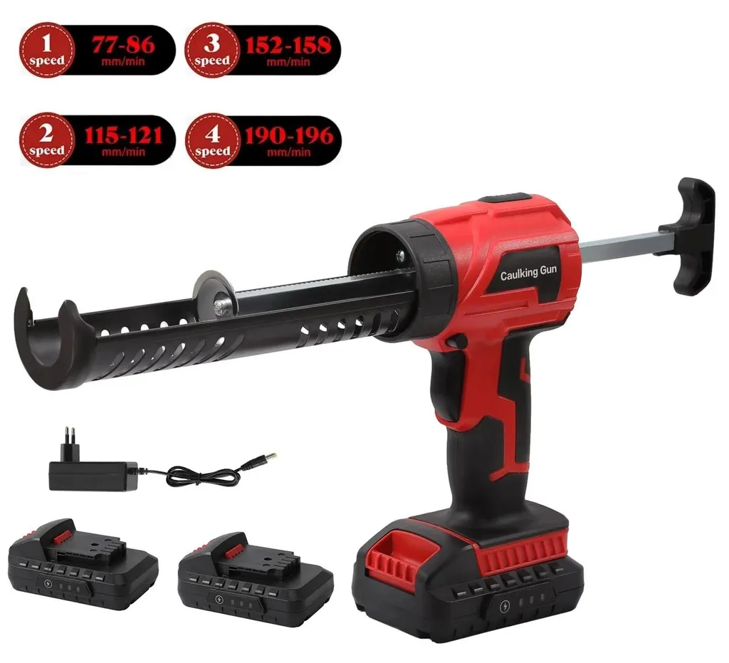 Pistolet à mastic ergonomique sans fil 2 batteries Li-ion, réglage 4V