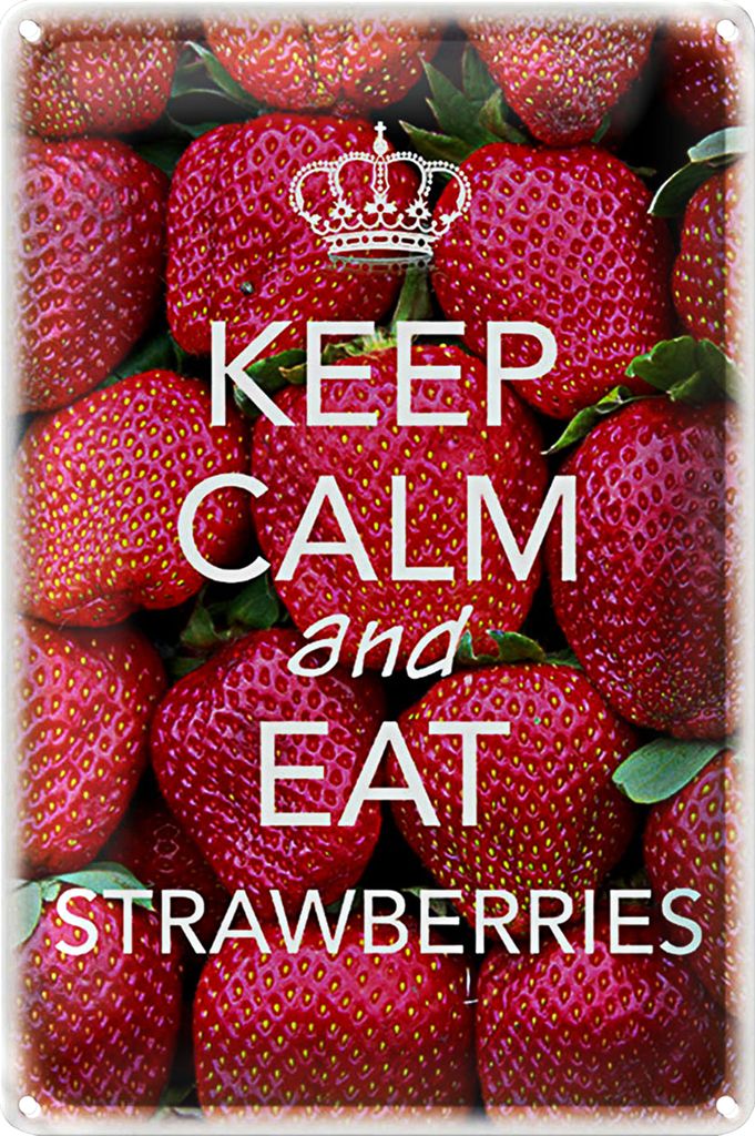 Blechschild Spruch 18x12cm Keep Calm and eat strawberries