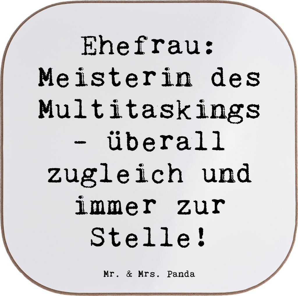Mr. & Mrs. Panda Untersetzer für Gläser Spruch Ehefrau Meisterin - Weiß - Geschenk, Jahrestag, gläseruntersetzer, Familie, Tischuntersetzer, we...