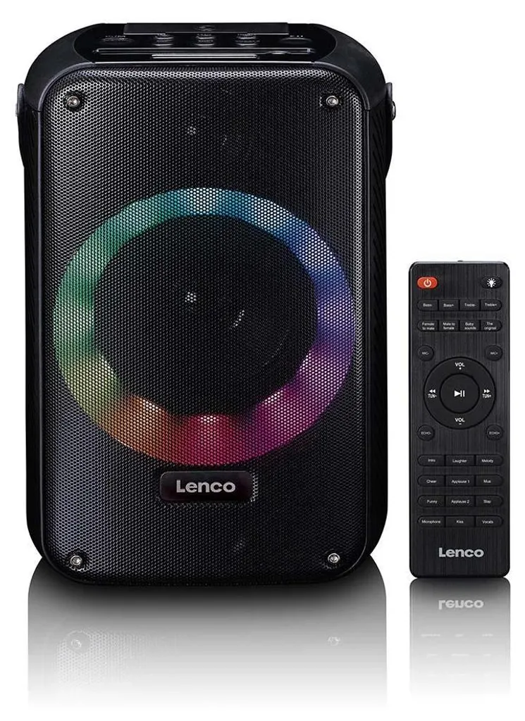 Lenco BTC-060BK Enceinte Karaoké Noire avec Microphone Sans Fil Intégré