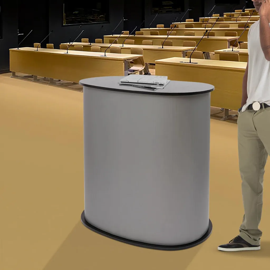 Poste d'accueil pliable compact 50 kg pour petits espaces de bureau