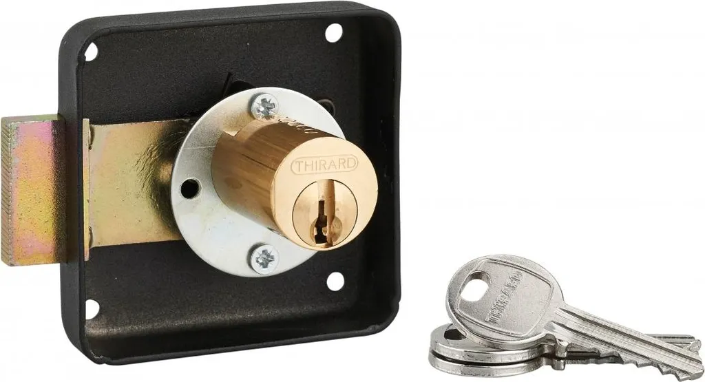 Serrure pour porte d'ameublement noire 70x70mm axe 40mm à droite